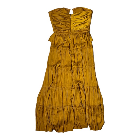 Ulla Johnson Evanthe Satin Plisse Dress Goldenrod Women’s Size 2 - Picture 5 of 7